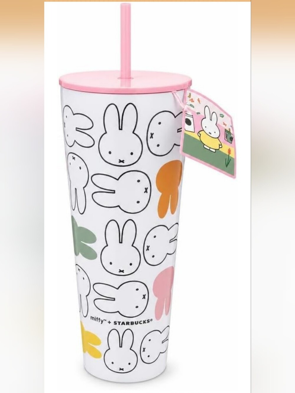 NWT Starbucks x Miffy Stainless Steel Cold Cup 26 oz Reusable Tumbler with Straw